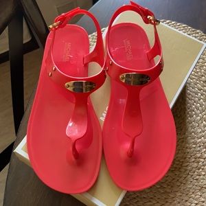 MICHAEL Michael Kors Vibrant Red Sandals with Gold Accents